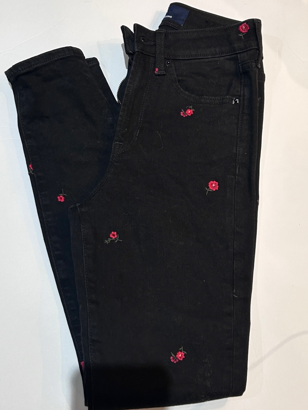 GAP black floral embroidered high rise universal legging jeans